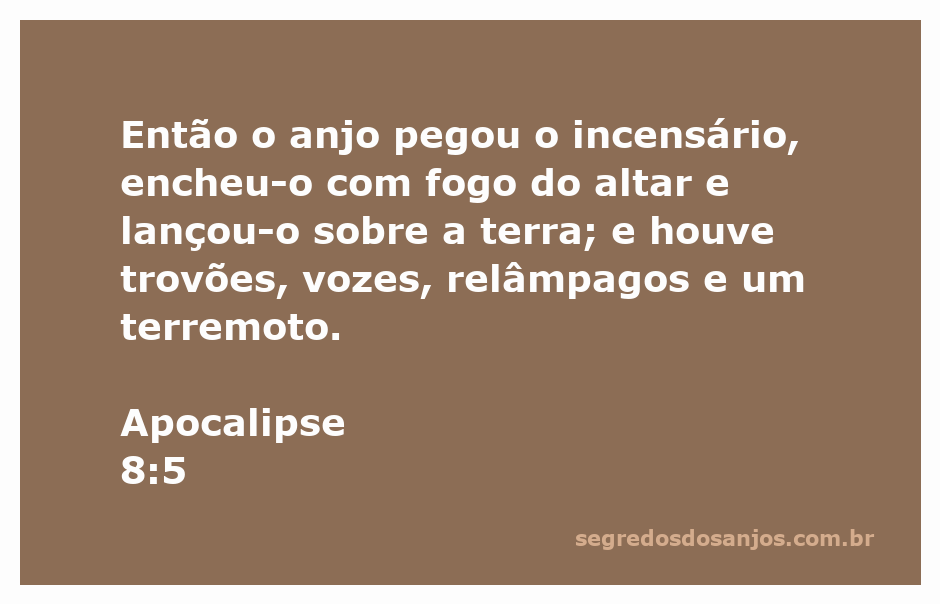 O anjo lançando fogo do incensário sobre a terra, causando trovões e relâmpagos.
