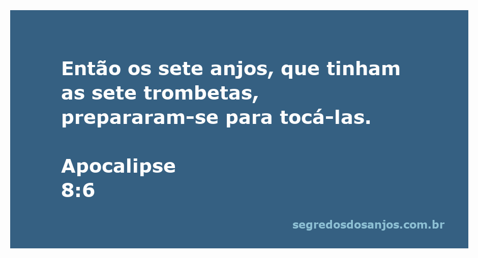 Sete anjos segurando trombetas prontos para tocar, representando Apocalipse 8:6.