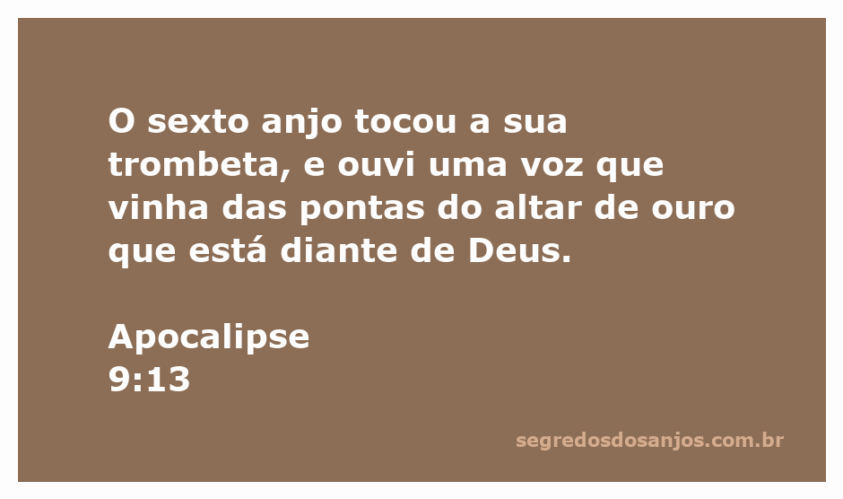 Uma representação do sexto anjo tocando a trombeta diante do altar de ouro em Apocalipse 9:13.