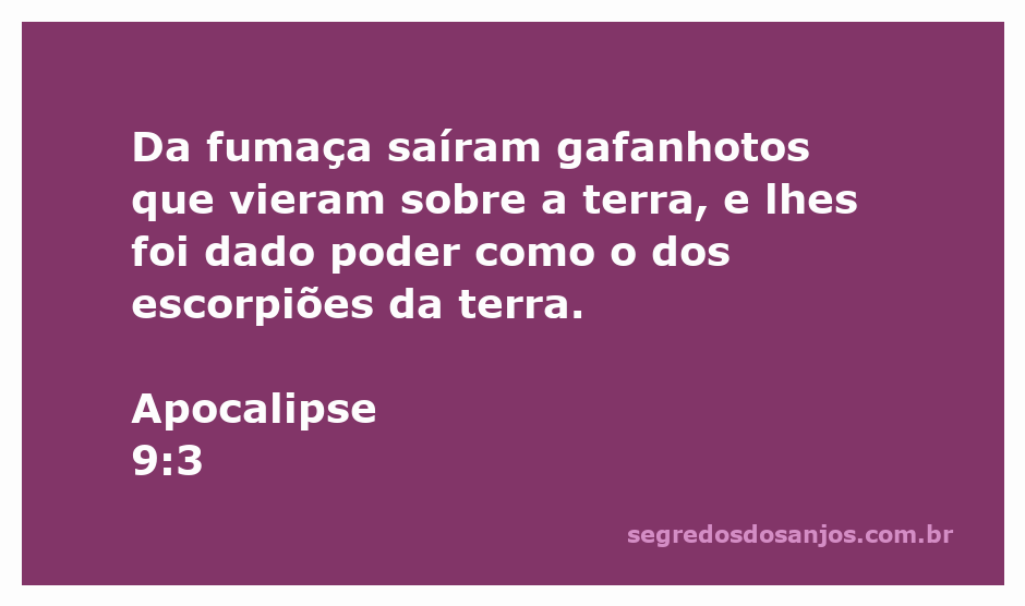 Gafanhotos emergindo da fumaça, simbolizando a praga descrita em Apocalipse 9:3.