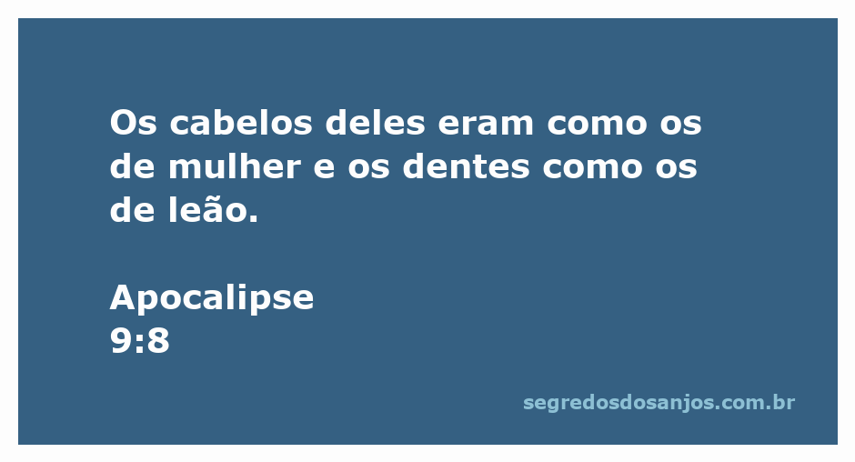 Imagem que representa a passagem de Apocalipse 9:8, mostrando seres com cabelos longos e dentes afiados.