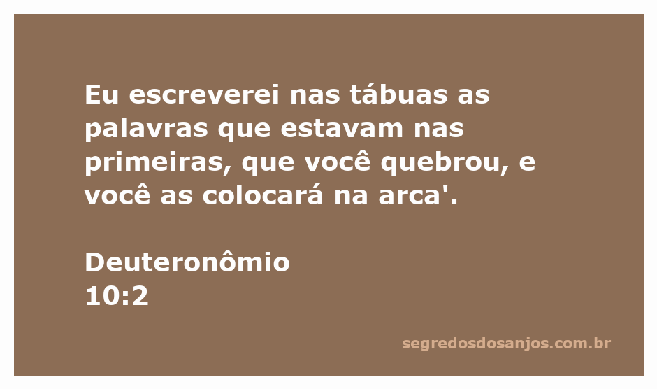 Imagem das tábuas da lei sendo escritas com as palavras de Deus, representando Deuteronômio 10:2.