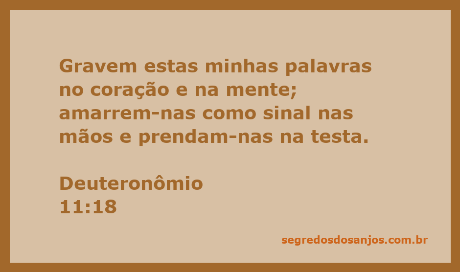Imagem representativa de Deuteronômio 11:18, com palavras sobre a importância de gravar os ensinamentos de Deus no coração e na mente.