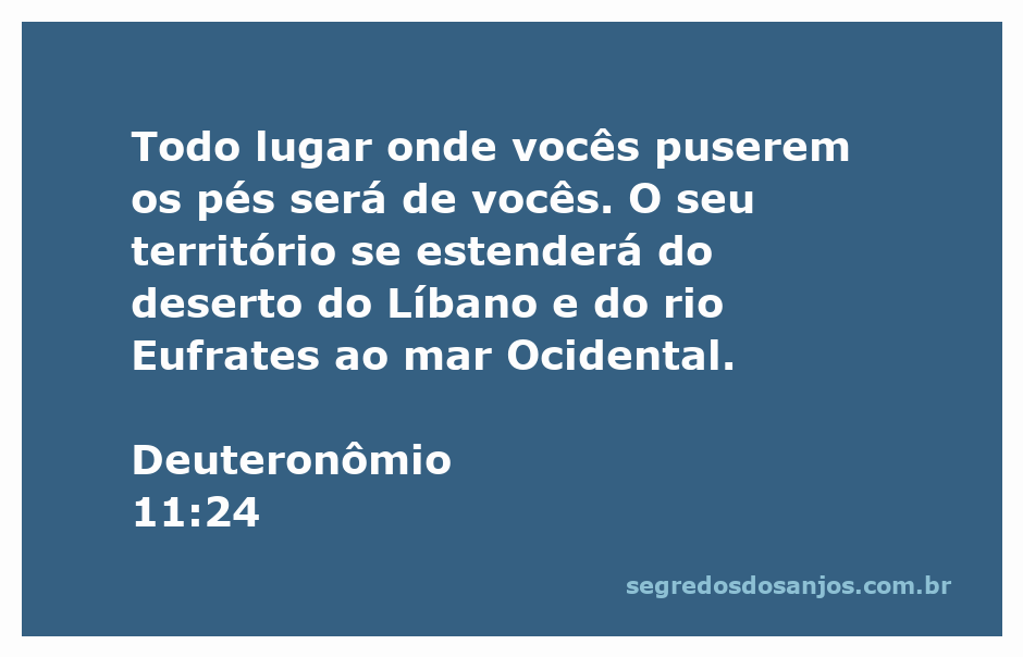 Mapa representando a extensão do território prometido em Deuteronômio 11:24, incluindo o deserto do Líbano e o rio Eufrates ao mar Ocidental.