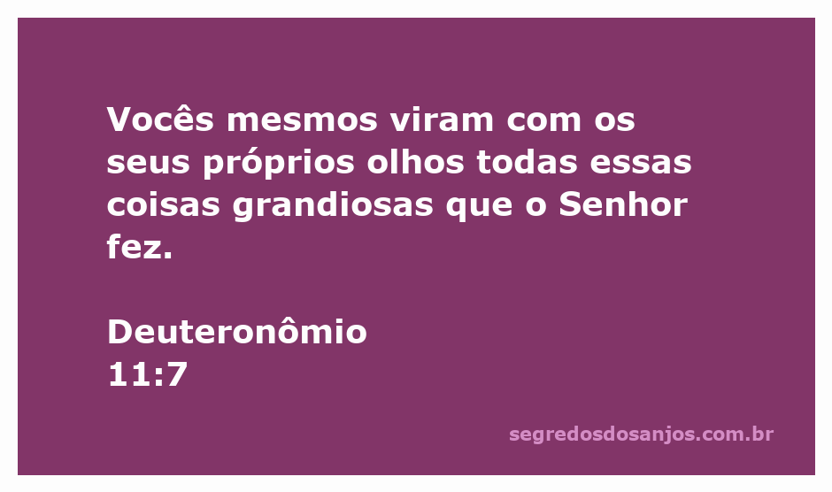Representação visual de Deuteronômio 11:7, destacando a grandeza das obras do Senhor vistas pelo povo.
