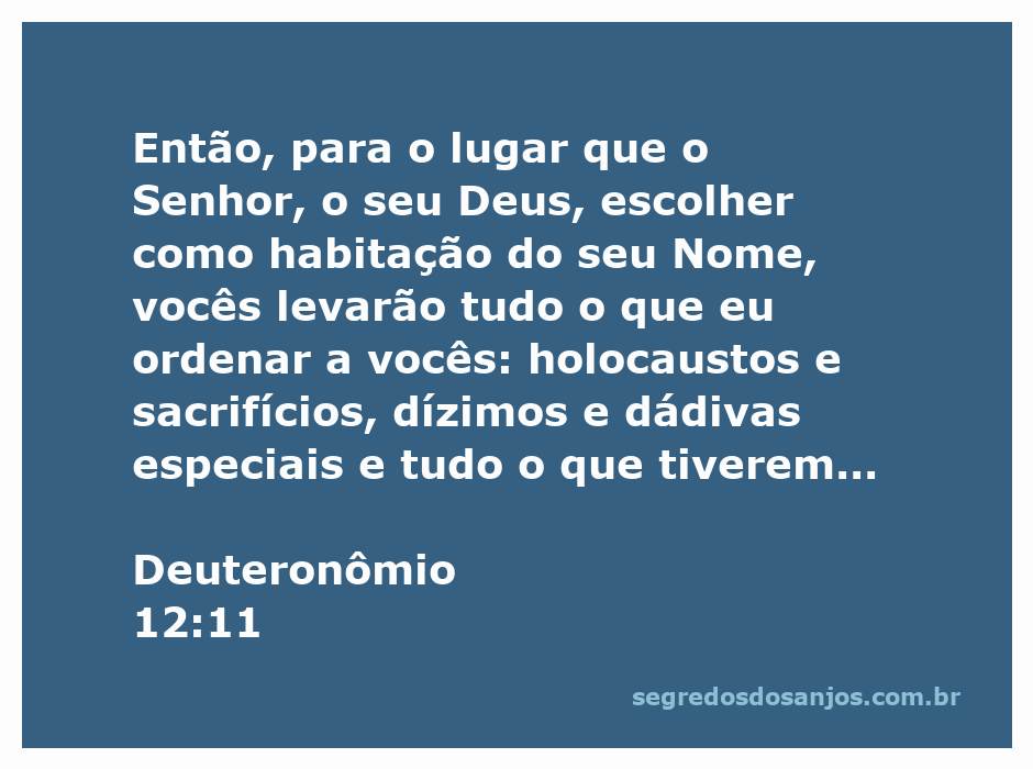 Representação do versículo Deuteronômio 12:11, destacando a importância da adoração e sacrifícios ao Senhor.