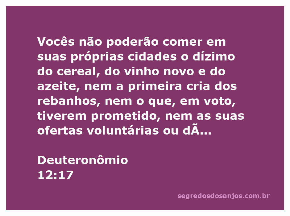Ilustração do versículo Deuteronômio 12:17 sobre dízimos e ofertas na tradição bíblica.