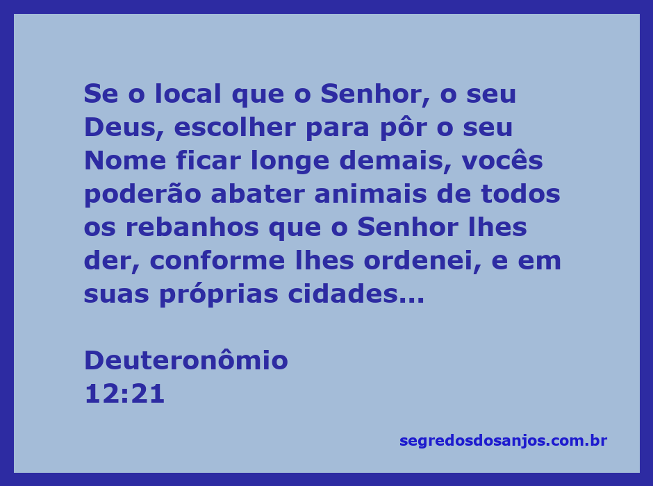 Uma ilustração representando Deuteronômio 12:21, destacando a permissão de abater animais para alimentação em cidades distantes do local escolhido por Deus.