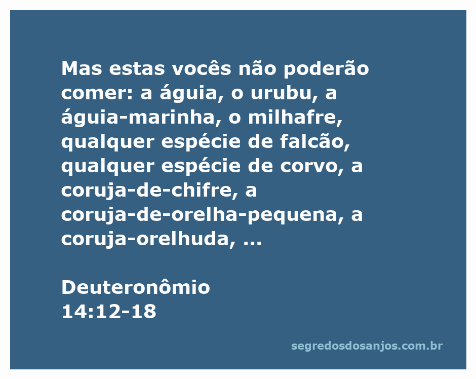 Lista de aves proibidas para consumo segundo Deuteronômio 14:12-18