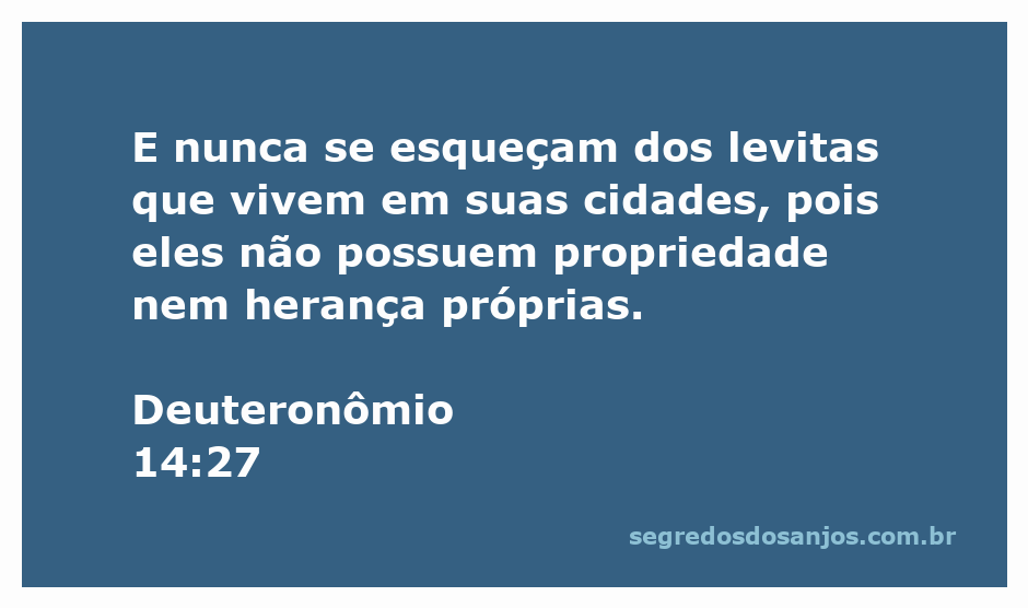 Versículo de Deuteronômio 14:27 destacando a importância dos levitas e sua falta de propriedade.