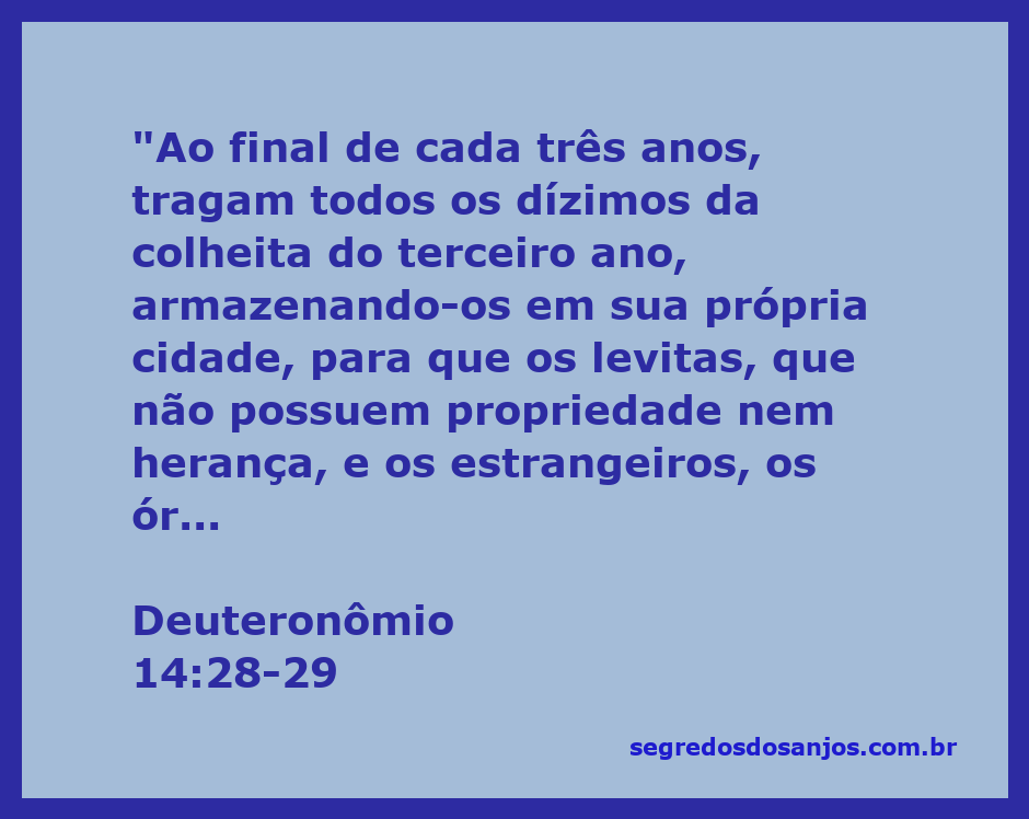 Ilustração da coleta de dízimos conforme Deuteronômio 14:28-29, mostrando levitas, estrangeiros, órfãos e viúvas recebendo alimentos.