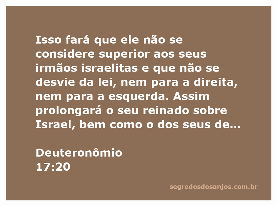 Ilustração do versículo Deuteronômio 17:20, enfatizando a importância da humildade e da obediência à lei.
