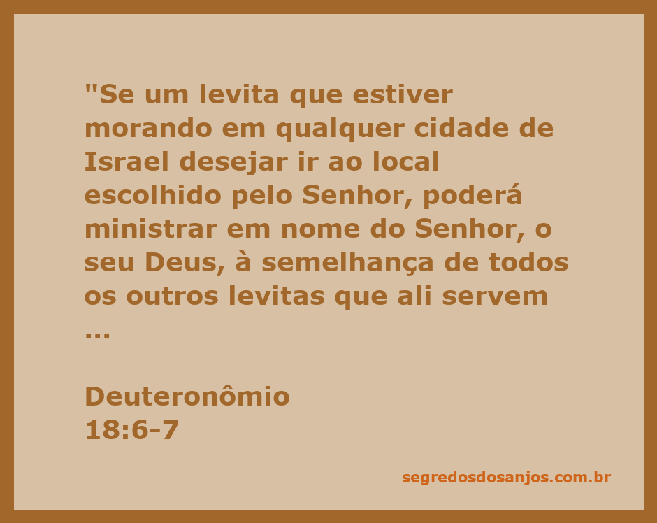 Levita servindo no local escolhido pelo Senhor em Israel, conforme Deuteronômio 18:6-7.