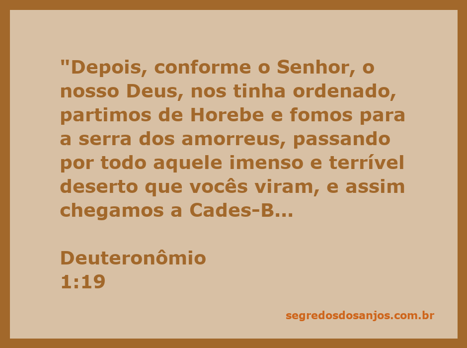 Representação da travessia do deserto pelos israelitas conforme Deuteronômio 1:19.
