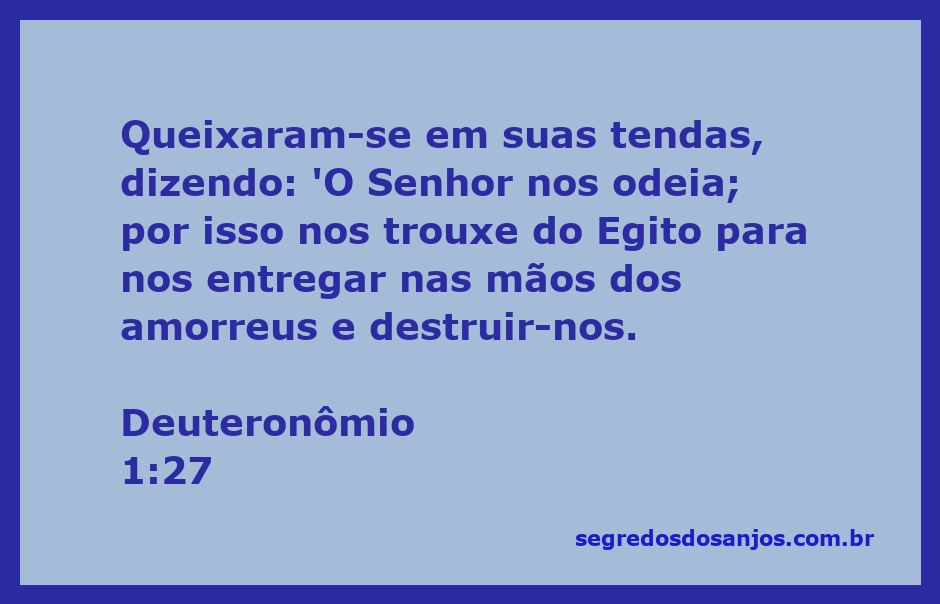Ilustração da queixa dos israelitas em Deuteronômio 1:27, expressando sua desconfiança em relação a Deus.