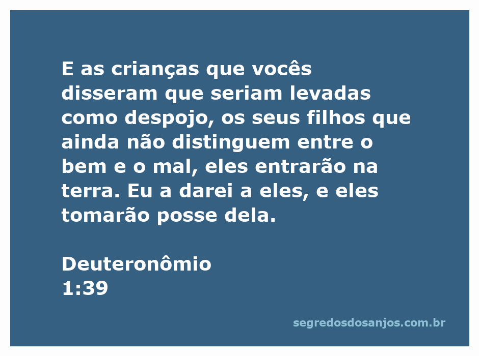 Crianças representando a inocência e a herança prometida em Deuteronômio 1:39