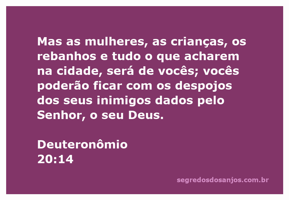 Ilustração da conquista de uma cidade conforme Deuteronômio 20:14, mostrando mulheres, crianças e rebanhos como despojos.