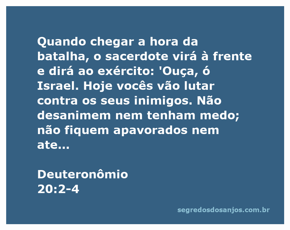 O sacerdote encorajando o exército de Israel antes da batalha, conforme Deuteronômio 20:2-4.