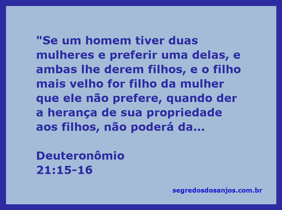 Ilustração de Deuteronômio 21:15-16, mostrando a relação entre um homem, suas duas esposas e a questão da herança dos filhos.
