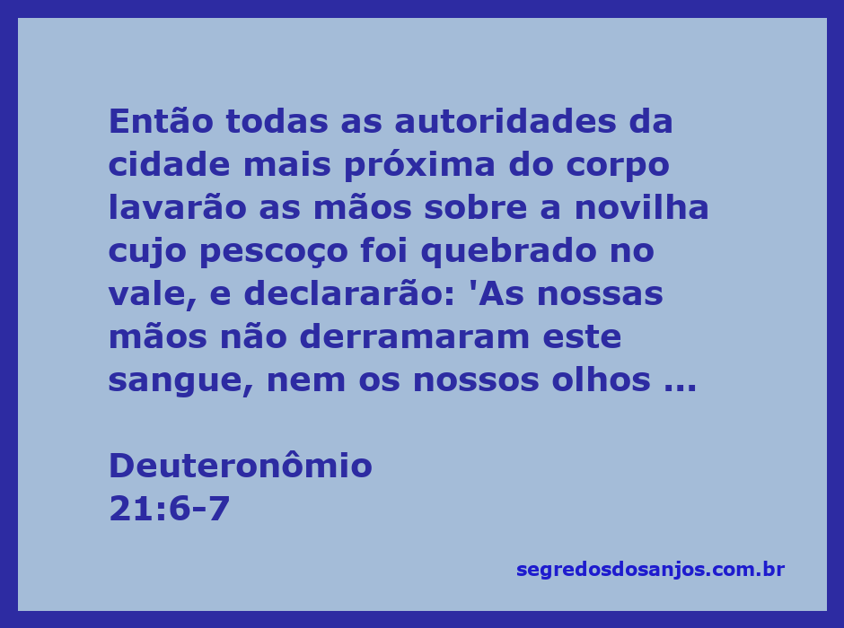 Autoridades da cidade lavando as mãos sobre uma novilha, simbolizando a purificação e a declaração de inocência conforme Deuteronômio 21:6-7.
