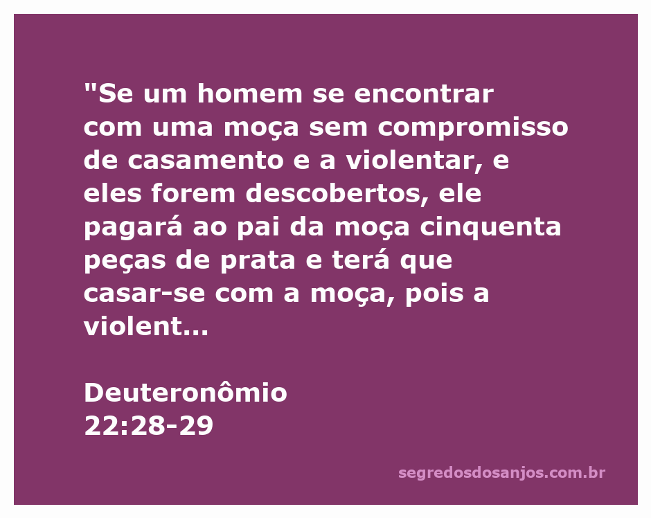 Ilustração representando a passagem de Deuteronômio 22:28-29, refletindo sobre as consequências do ato de violência contra uma moça.