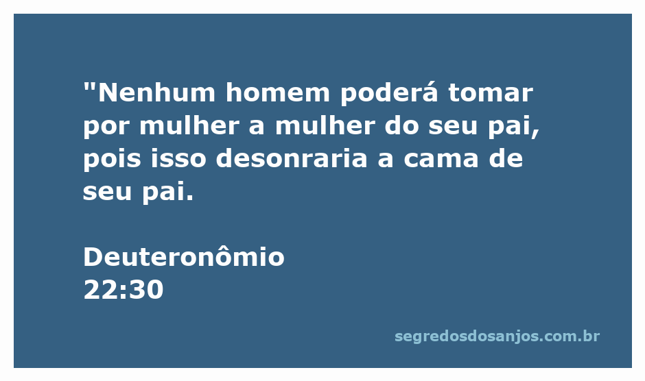 Ilustração do versículo Deuteronômio 22:30 que aborda as regras sobre o casamento e a honra familiar.