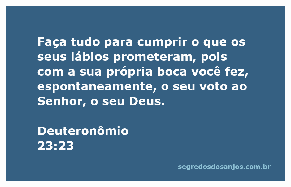 Versículo Deuteronômio 23:23 sobre a importância de cumprir promessas feitas ao Senhor.