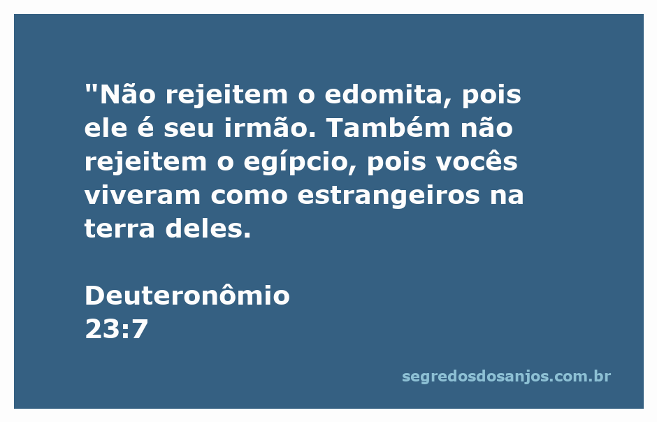 Imagem representativa da passagem Deuteronômio 23:7, que fala sobre a aceitação dos edomitas e egípcios como irmãos e estrangeiros.