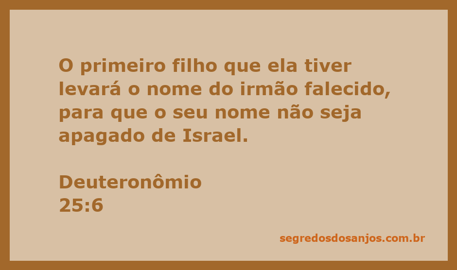 Representação do versículo Deuteronômio 25:6, destacando a importância da continuidade do nome entre os israelitas.