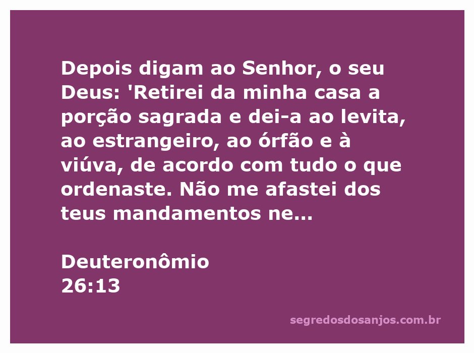 Uma representação visual do versículo Deuteronômio 26:13, destacando a oferta sagrada e a importância da generosidade.