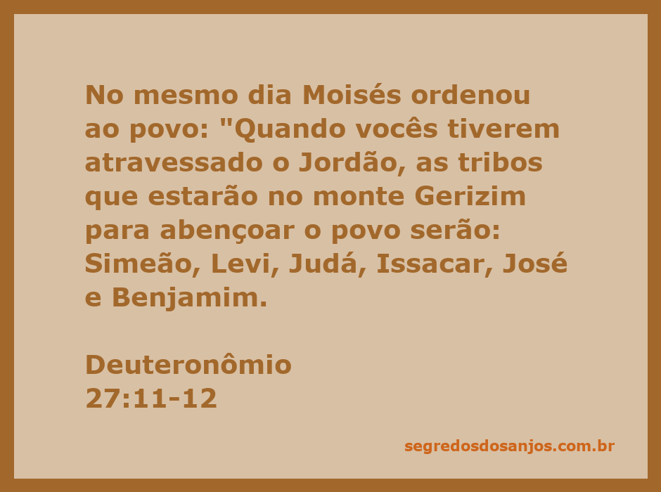Representação da passagem bíblica Deuteronômio 27:11-12, onde Moisés ordena as tribos que estarão no monte Gerizim.