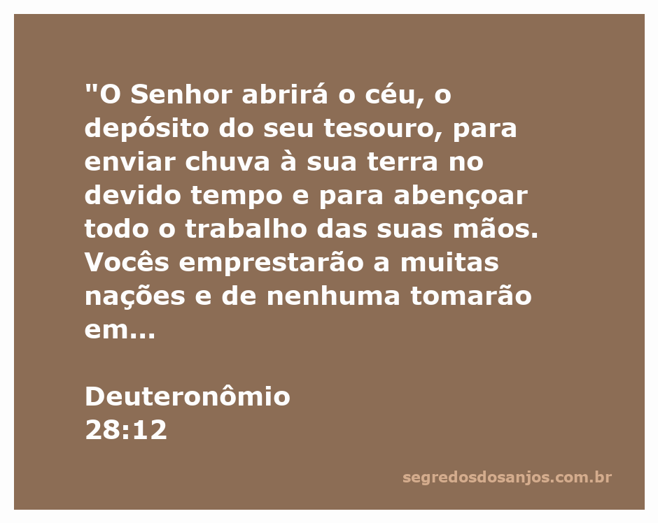 Imagem representativa do versículo Deuteronômio 28:12, mostrando uma paisagem fértil sob um céu azul claro com nuvens, simbolizando a provisão divina.