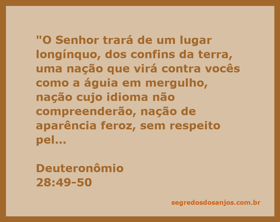 Representação artística da nação que vem de longe como uma águia, simbolizando a passagem de Deuteronômio 28:49-50.