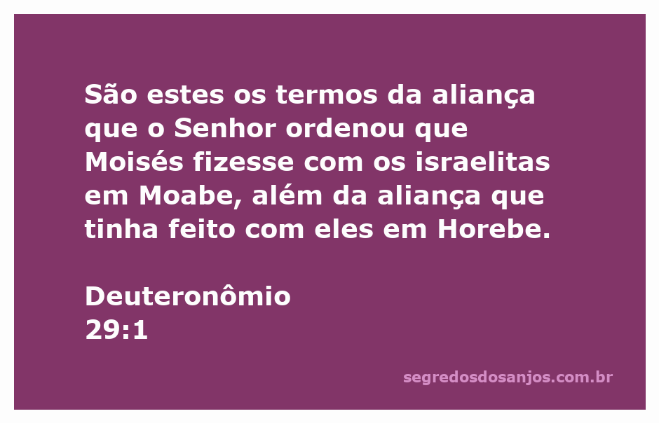 Moisés apresenta a aliança de Deus com os israelitas em Moabe, conforme Deuteronômio 29:1.