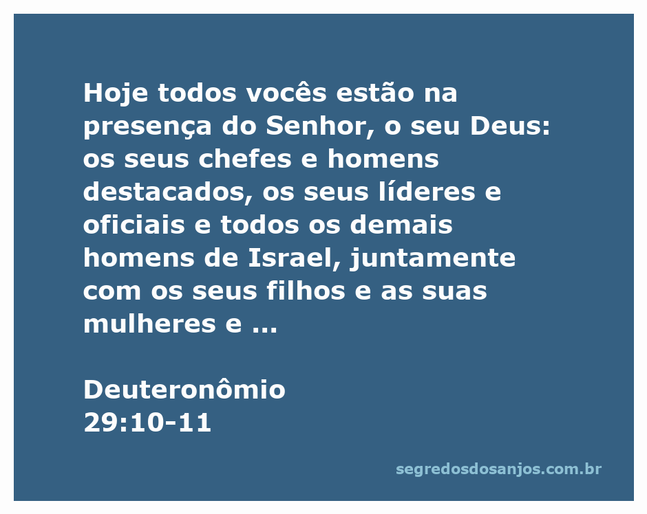 Reunião de homens, mulheres e crianças de Israel na presença do Senhor, conforme descrito em Deuteronômio 29:10-11.