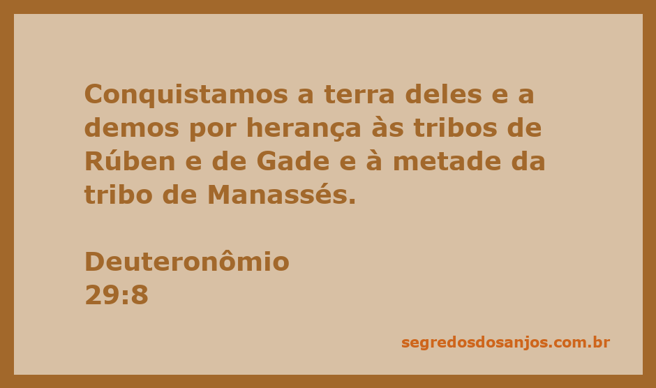 Imagem representativa da conquista da terra em Deuteronômio 29:8, mostrando as tribos de Rúben, Gade e Manassés recebendo sua herança.