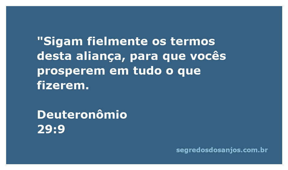 Versículo de Deuteronômio 29:9 sobre a importância de seguir a aliança para prosperar.