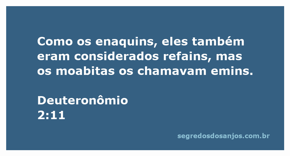 Ilustração dos Refains mencionados em Deuteronômio 2:11, destacando a conexão com os Enaquins e a referência dos Moabitas como Emins.