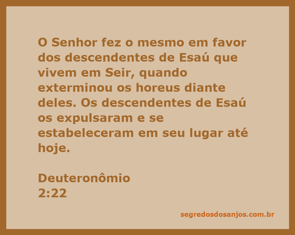 Representação da expulsão dos horeus pelos descendentes de Esaú em Seir, conforme Deuteronômio 2:22.