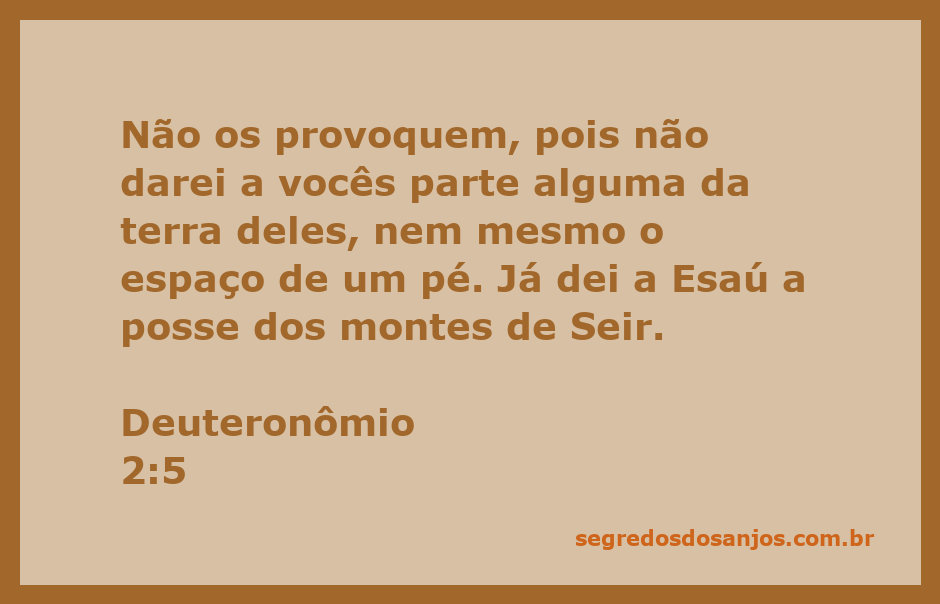 Imagem representativa de Deuteronômio 2:5, destacando a advertência de Deus sobre a terra de Esaú.