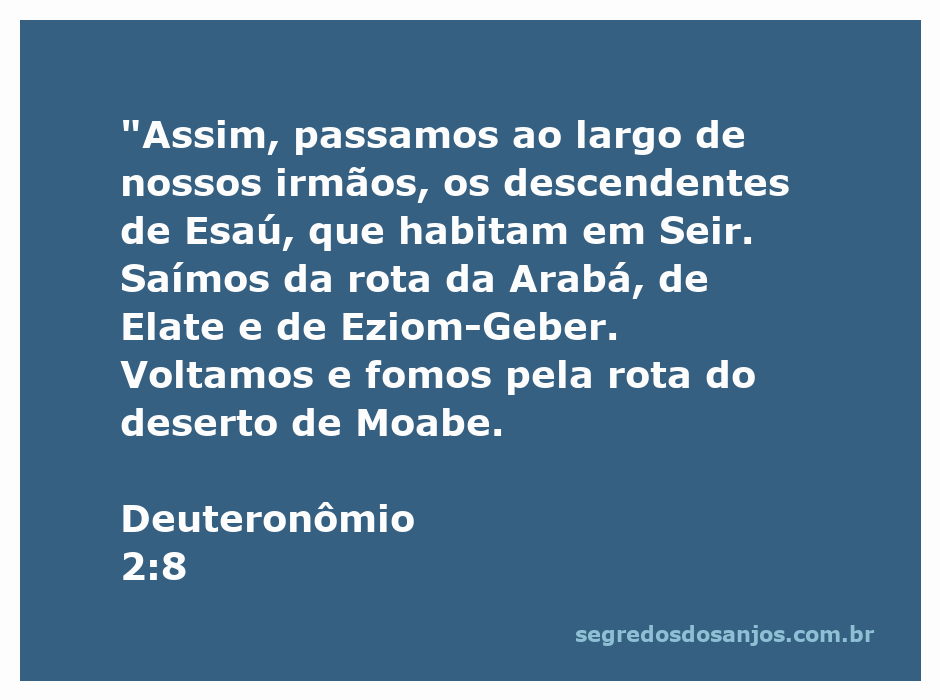 Caminho dos israelitas passando ao largo de Seir, terra dos descendentes de Esaú, conforme descrito em Deuteronômio 2:8.