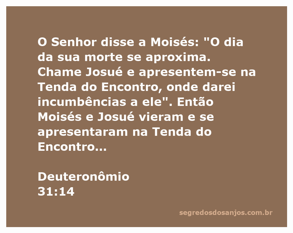 Moisés e Josué na Tenda do Encontro, onde Deus encarrega Josué de liderar o povo de Israel.