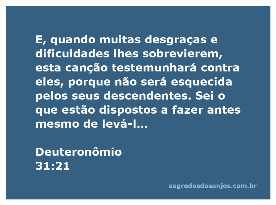 Imagem representativa de Deuteronômio 31:21, destacando a canção que testemunhará contra o povo em tempos de desgraça.