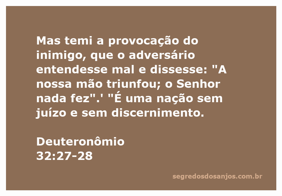 Imagem representativa do versículo Deuteronômio 32:27-28, destacando a advertência sobre a provocação do inimigo e a falta de discernimento do povo.