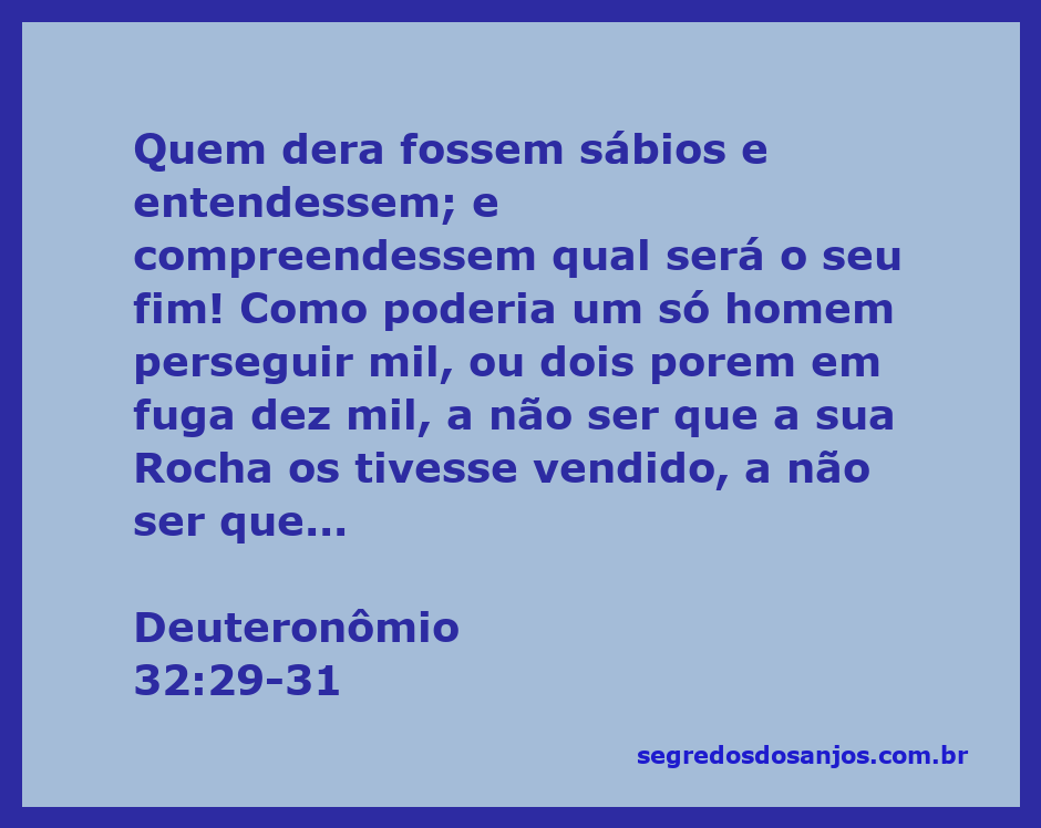 Ilustração do versículo Deuteronômio 32:29-31, refletindo sobre a sabedoria e a proteção divina.