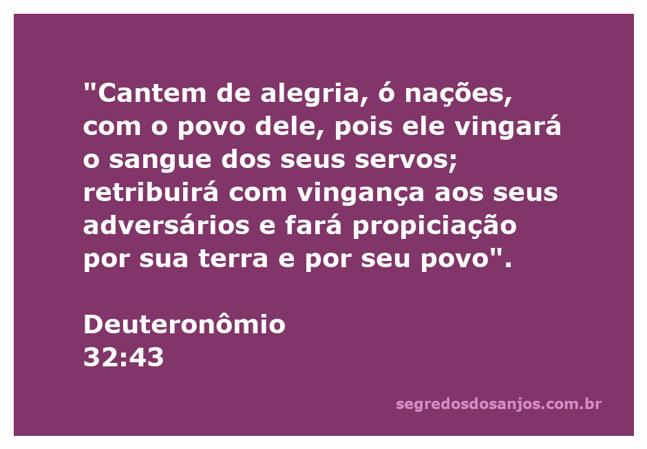 Ilustração de Deuteronômio 32:43, mostrando a alegria das nações e a justiça divina.