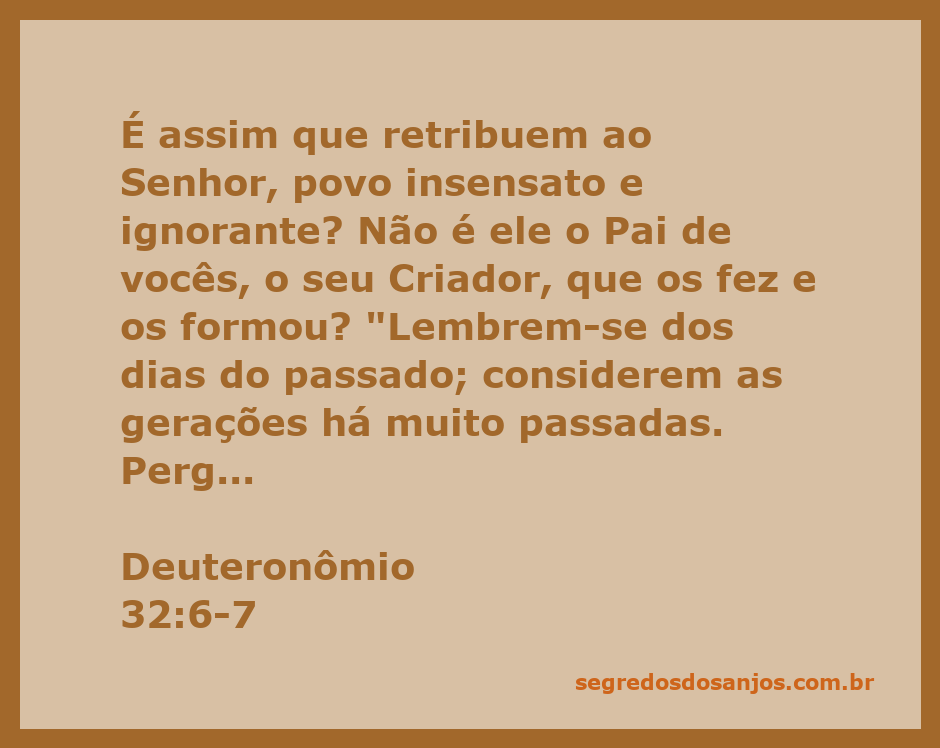 Imagem que representa a reflexão sobre a relação do povo com Deus, inspirado no versículo Deuteronômio 32:6-7.