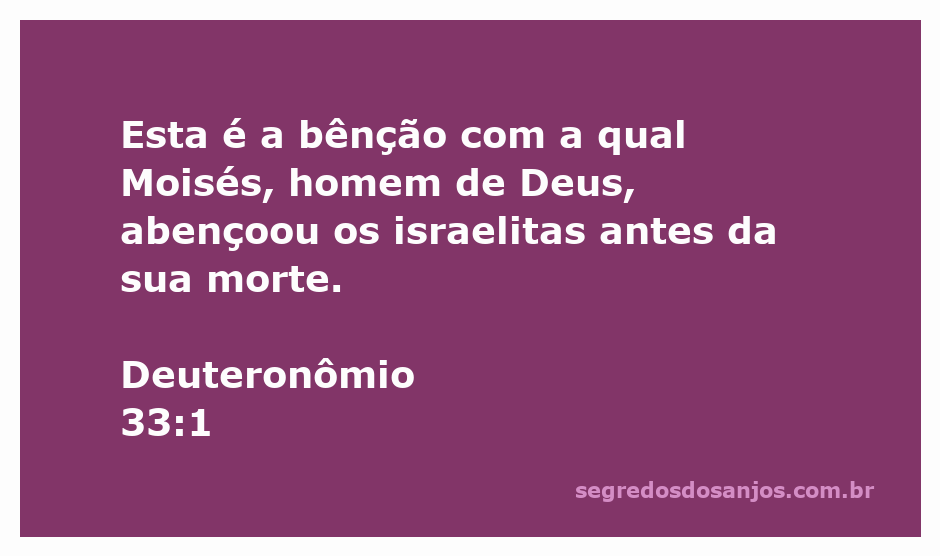 Moisés abençoando os israelitas antes de sua morte, representando a bênção divina em Deuteronômio 33:1.
