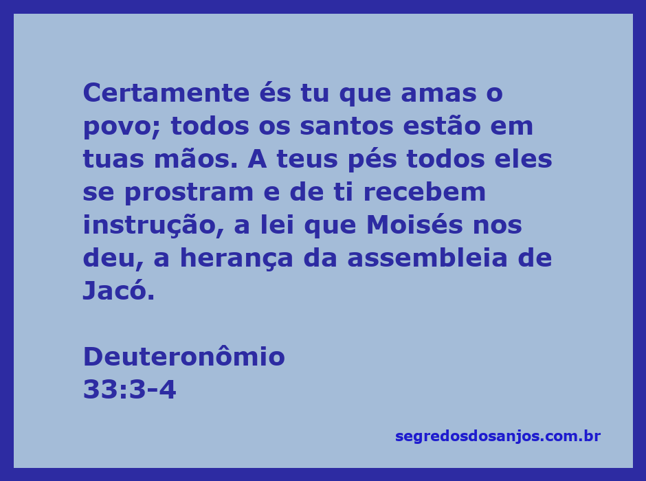 Imagem representativa de Deuteronômio 33:3-4, destacando o amor de Deus pelo seu povo e a importância da lei dada a Moisés.