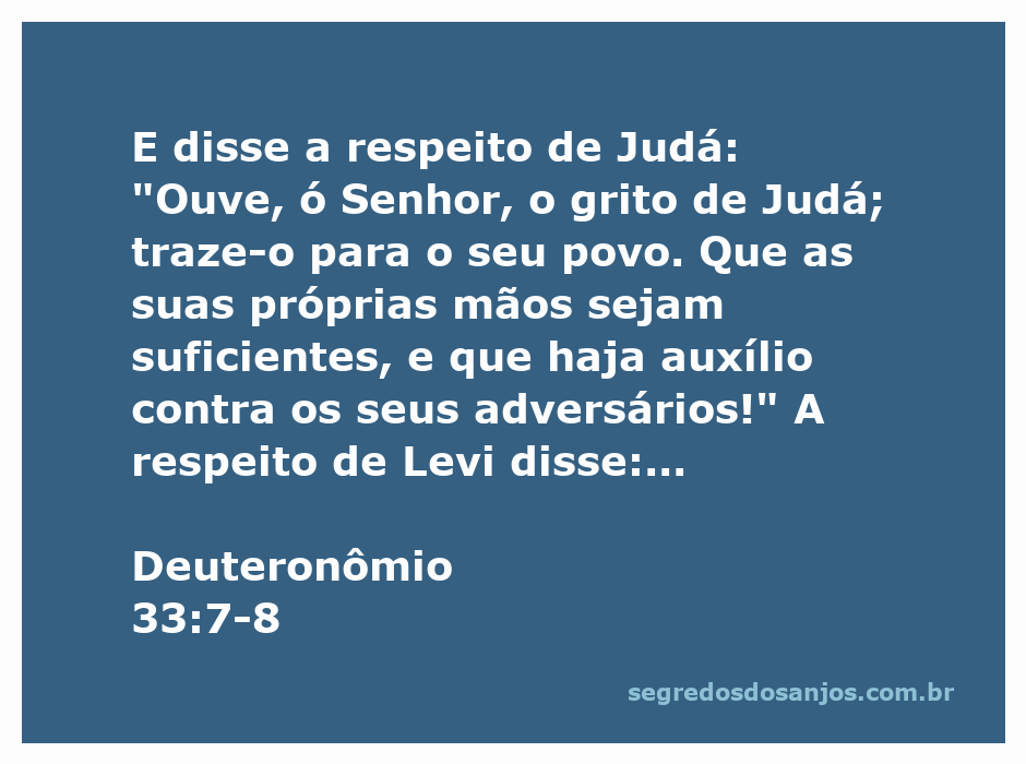Versículo de Deuteronômio 33:7-8 destacando a bênção sobre Judá e Levi, com ilustrações de símbolos bíblicos como Urim e Tumim.